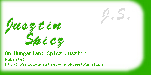 jusztin spicz business card